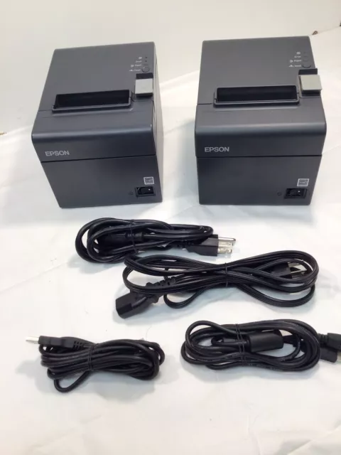 Lot Of 2 Epson Tm-T20 Model M249A Usb Thermal Receipt Printer