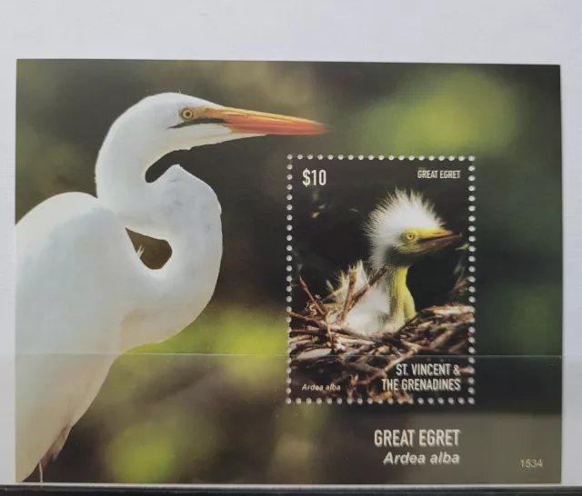 StVincent&Grenadines / Birds - Great Egret  / 1v msheet mnh*