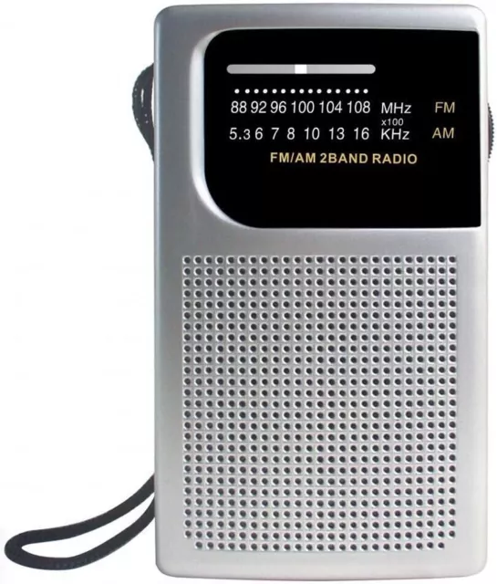 Pocket Handheld Portable Radio AM FM Built-In Speaker and Earphones Socket