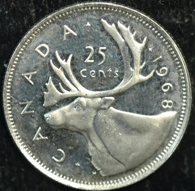 Canada 25 Cents 1968 .800 Silver UNC KM#62a (T14)