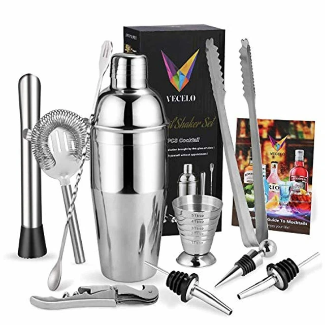 VECELO Cocktail Shaker Kit, 10 Pièces Kit Cocktail Shaker à Cocktail Ensemble