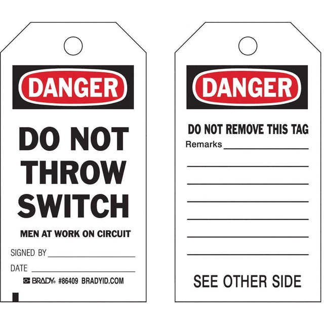 BRADY 86693 Danger Tag,7 in H,4 in W,Cardstock,PK100