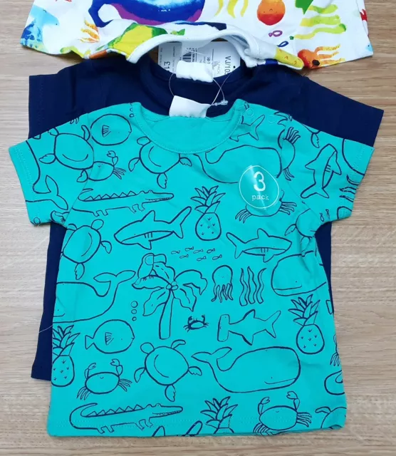 NÄCHSTE Baby Jungen 3er-Pack kurzärmelige T-Shirts Meerestiere bis zu 3 Monate UVP £13 3