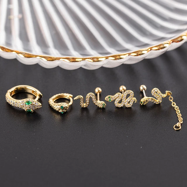Orecchini Cartilagine Occhio Verde Zircone Zircone Zircone Conchiglia Tragus Helix Vite Snug B'DB