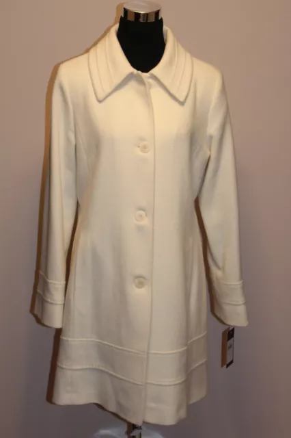 $1049 NWT FLEURETTE STUDIO Parchment Wool Ivory Coat  sz 14