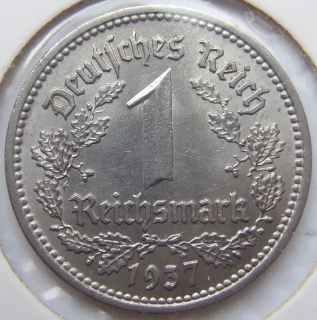 Münze Deutsches Reich 3. Reich 1 Reichsmark 1937 J in Vorzüglich / Stempelglanz