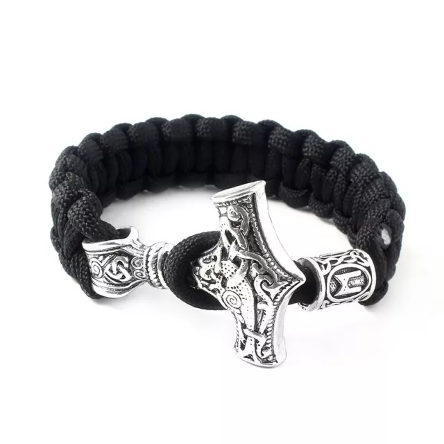 Mens Viking Mjolnir Bracelet Thor's hammer Wristband UK