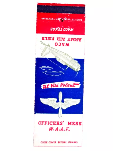 Military Waco Army Air Field Officers Mess W A A F (Pic-Plane) Waco Txmatchcover