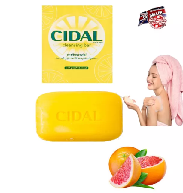 2 x CIDAL Natural Cleansing Antibacterial Soap Bar Grapefruit 100g