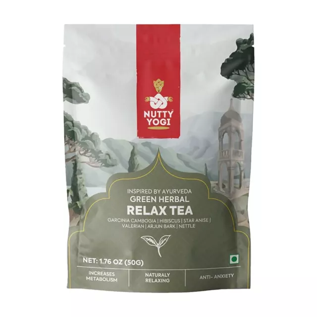 Nutty Yogi Green Herbal Relax Tea Relax and Destress 100% Natural Chai with Herb