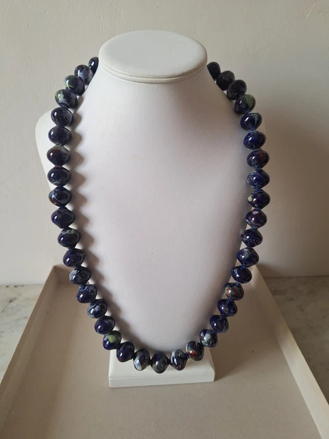 Collier Nord-africain En Alliage Avec Perles De Verre Et Médaillon - Longueur 53 Cm - Occasion