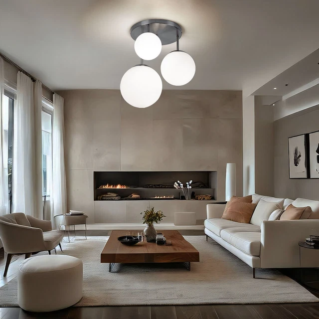 RuiRfh Lustre Boule De Verre Opalescent Semi-Encastré - Luminaire Moderne Pour Salon, Cuisine Et Couloir