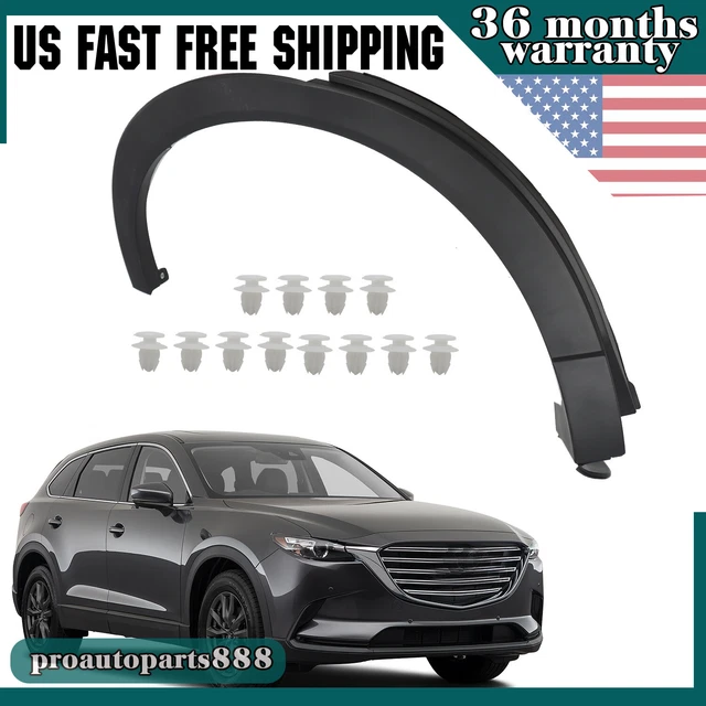 Left Rear Fender Trim For 2016-2023 Mazda CX-9 – OEM TK4851W60F Replacement, Black PP Plastic Wheel Arch Molding