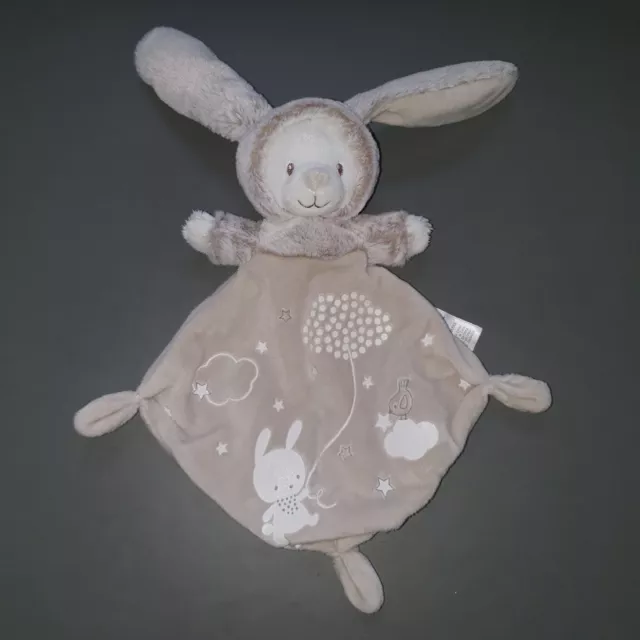 Doudou Plat Ours Déguisé En Lapin beige Gris Phosphorescent Mots D'enfants Neuf