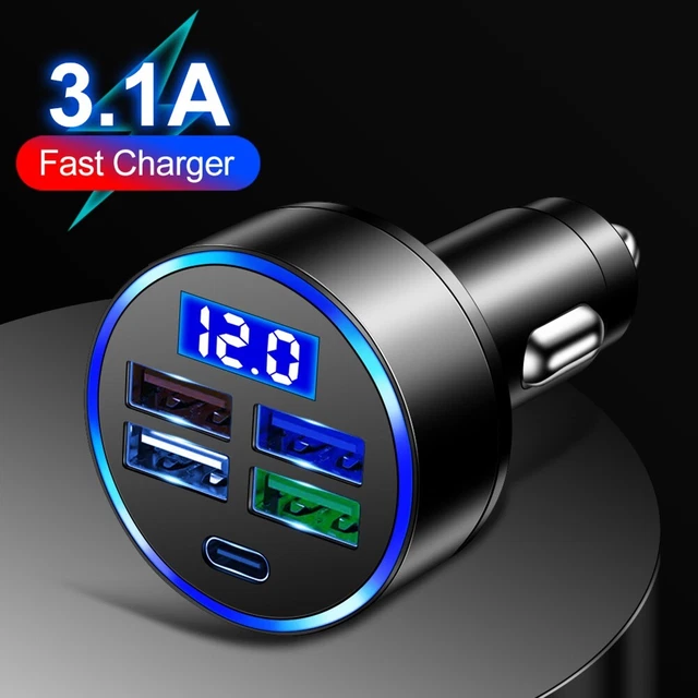 Auto 15.5W 4USB+PD Type-C Car Charger Fast Charge Adapter For Phone Connector X1