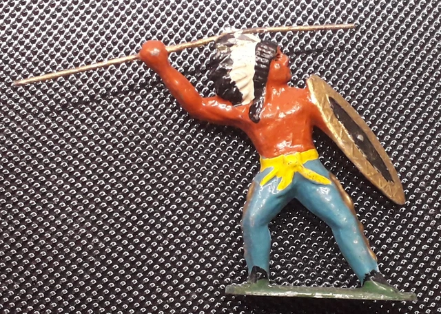 Figurines BF - SERIE LES INDIENS LANCE ET BOUCLIER - Taille 63 mm Plomb creux