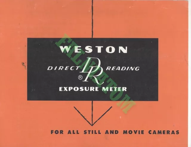 Vintage Weston DR Direct Reading Exposure Meter Manual