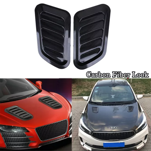 US Carbon Car Decorative Air Flow Intake Scoop Bonnet Simulation Vent Cover Hood