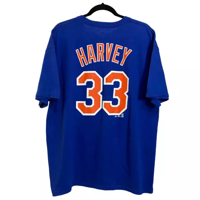 Vintage Majestic MLB New York Mets Harvey Blue Tee Shirt Top Size XL 2