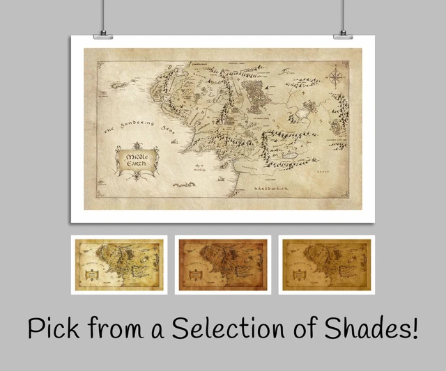 MIDDLE EARTH MAP The Lord of the Rings Canvas Wall Art Gift Print