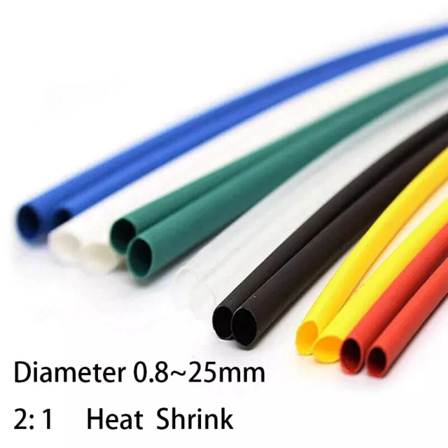 0.8~25mm 2:1 Heat Shrink Tubing Electrical Sleeving Cable Heatshrink Tube Sleeve