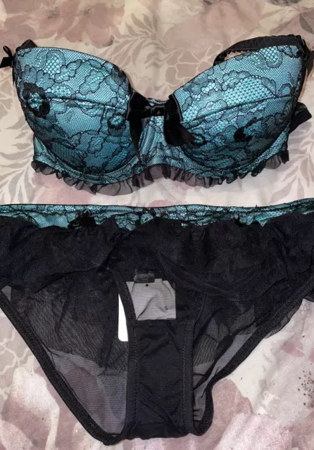❤️ ANN SUMMERS Strapped Bra & Frilly Knickers Set 36D & Sz 14 BNWT ❤️  £24.99 - PicClick UK