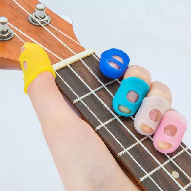 5x Silicone Fingertip Protectors Finger Guards Sleeves Guitar Bass Fingertip cov