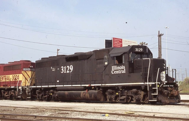 IC ILLINOIS CENTRAL Railroad Train Locomotive 3129 CHICAGO IL Photo Slide
