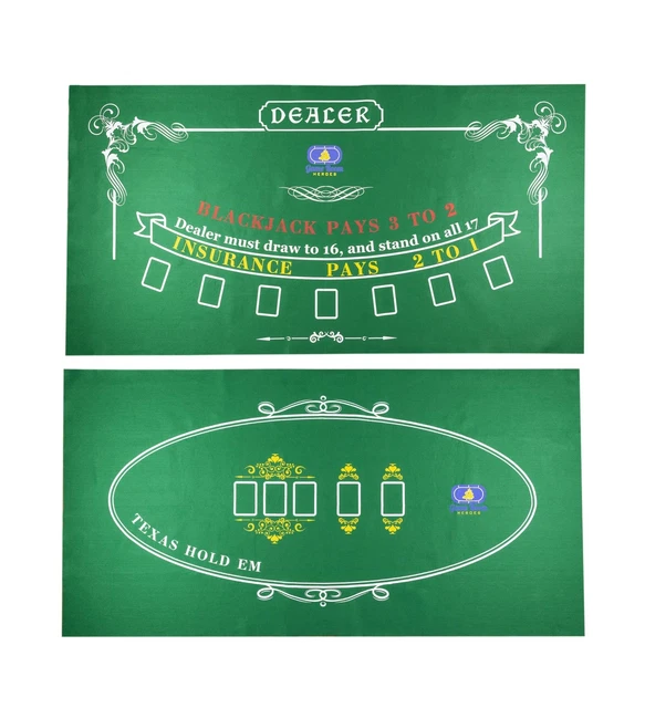 Tabletop Casino Felt Layout for Texas Holdem Poker and Blackjack - Premium Pr...