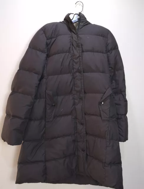 J.Crew Down Puffer Coat Womens Medium Quilted Zip Hooded Belted Black Solid M