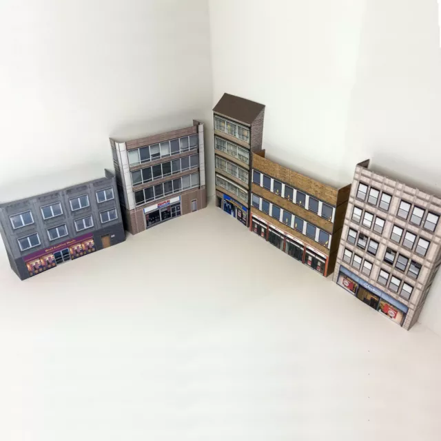Card Low Relief OO Gauge Buildings 1980/90s Shops Pack of 5 1/76 Scale Set 20