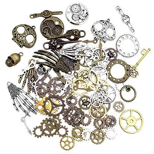 DXLing 76 Stück Steampunk Anhänger Diy Vintage Skelett Schlüssel Schädel Zahn...
