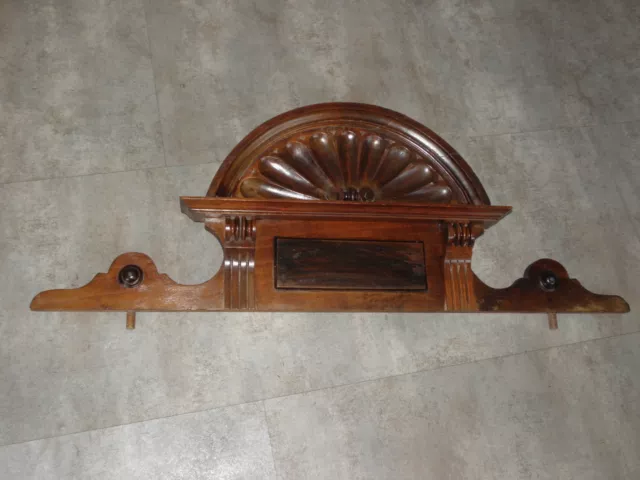 French Antique Pediment Architectural fourniture CARVED WOOD PANEL MANTEL retro