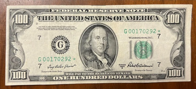 1950 B Hundred Dollar Bill $100 Federal Reserve Note Star Note