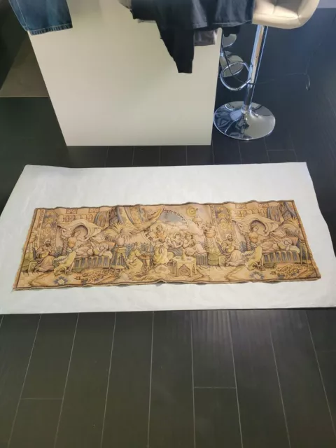 Antique Woven Belgium 1900’s Tapestry Dancing Arabic Harem Feminine 56”x19"