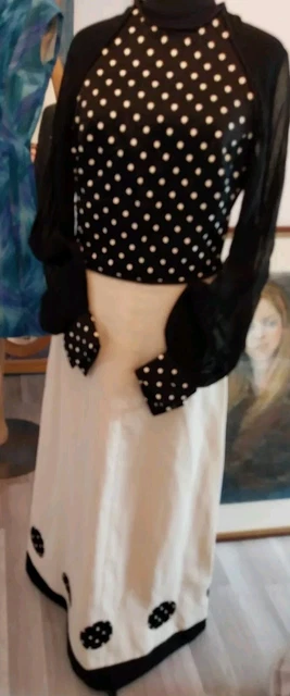 Jupe Longue Noire à Pois Blancs Alain Manoukian - Taille 46 - Occasion Comme Neuve