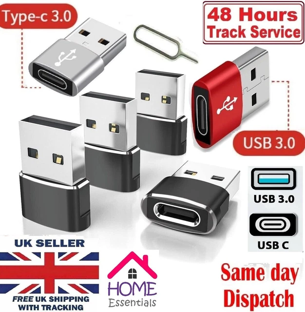 USB To TYPE C Adapter 3.0 USB-C 3.1 Male OTG Female Data Connector Converter UK