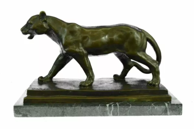 Rare Jaguar Panther Leopard Cougar Big Cat Car Collector Bronze Marble Statue NR