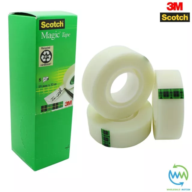 1 ROLL 3m Scotch INVISIBLE MAGIC Mending Tape STRONG Clear NEW 19mm x 33m Roll