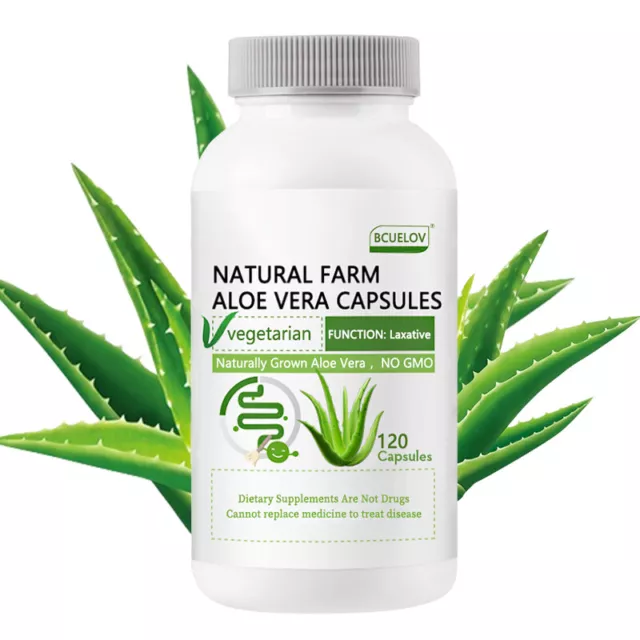 Aloe Vera Colon Cleanse 120 Capsules  Detox Bloating Gentle