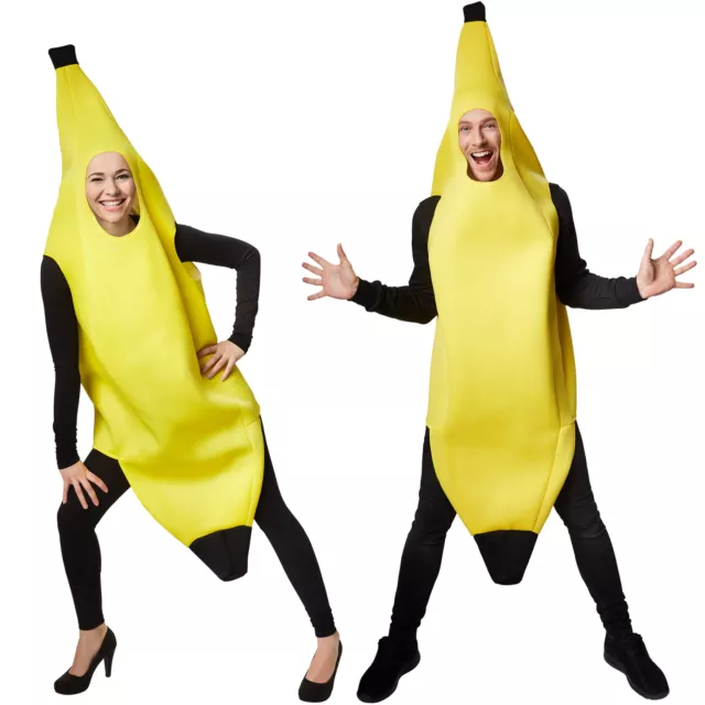 Kostüm Banane Unisex Halloween Karneval Fasching Damen Herren Obst Gemüse Frucht