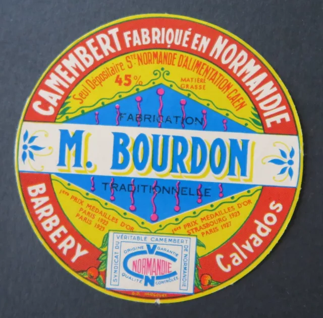 Etiquette fromage CAMEMBERT M BOURDON   Barbery  French cheese label 22