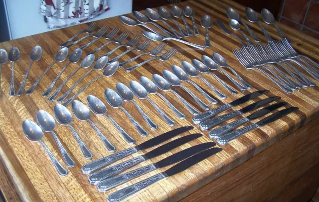 Vintage~1926 Wm. Rogers~Chalfonte~Silverplate~Flatware~61 Pcs Set