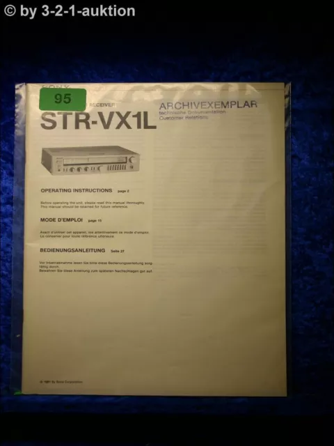 Sony Bedienungsanleitung STR VX1L FM/AM Stereo Receiver  (#0095)