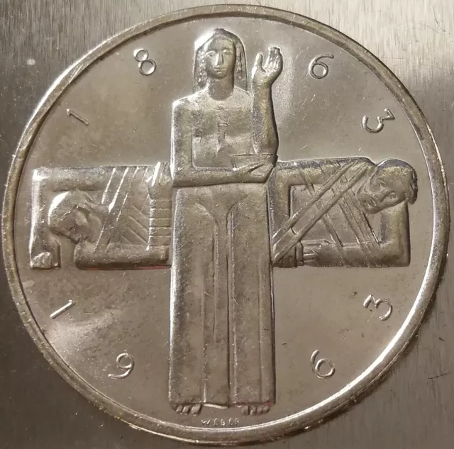 SUISSE monnaie ARGENT 5 francs 1963 commémorative CROIX-ROUGE RARE 623.000 ex