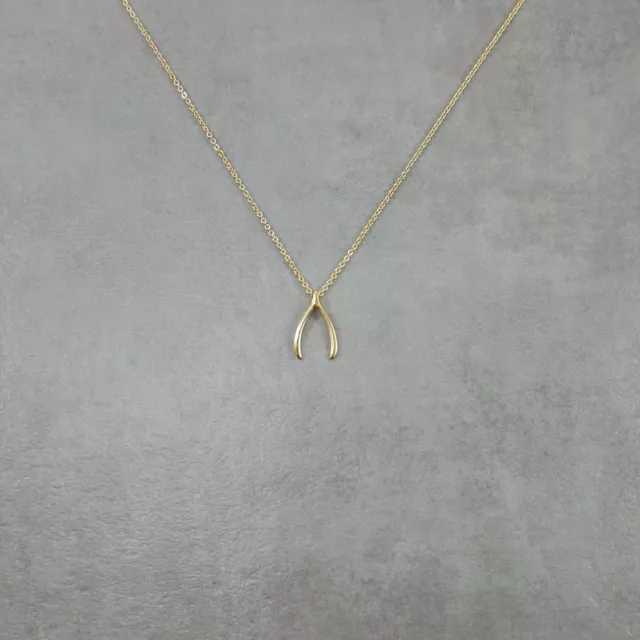 Wishbone GOLD Plated Necklace Handmade Adjustable Unique Charm Pendant Lucky