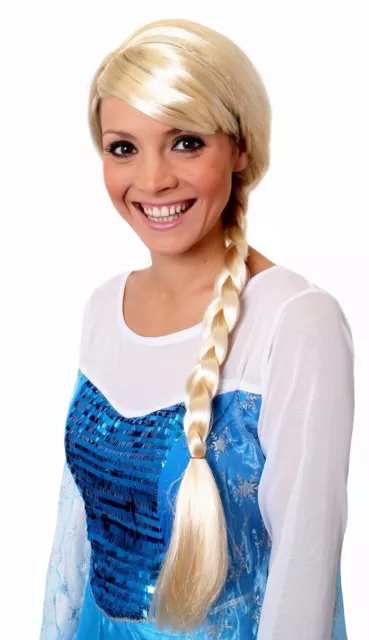 DONNA PARRUCCA CON Treccia Bionda Ghiaccio Regina Elsa Frozen Capelli  Costume EUR 25,35 - PicClick IT