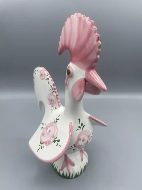Vintage 10” Portugal Lucky Rooster Ceramic Hand Painted Folk Art Figurine Signed