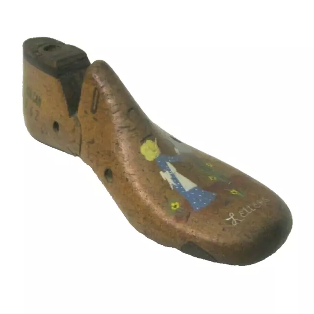Vintage Cobblers Wooden Last Shoe Form Vulcan Mold Decorative Painting Primitive