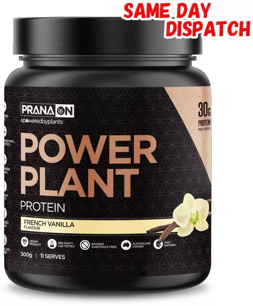 Prana On Power Plant Vegan Protein 500G Bcaa Mct Soy Dairy Gluten Free Pranaon